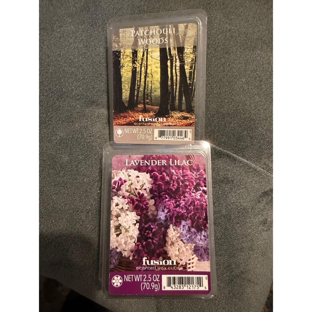 Fusion Scented Wax Cubes 2 Pack Patchouli Woods and Lavender Lilac 2.5 oz Each